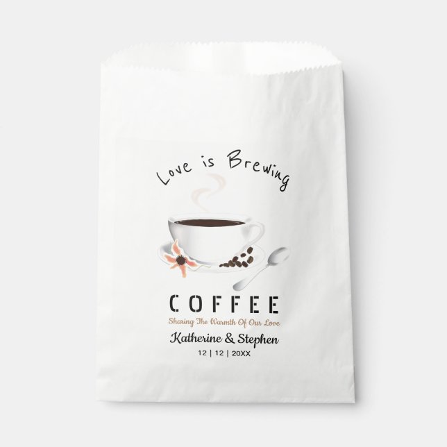Love Is Brewing Coffee Wedding Favour Bags (Front)