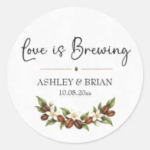 Love Is Brewing Coffee Wedding Favour Stickers