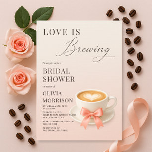 Love is Brewing Coquette Coffee Bridal Shower Invitation