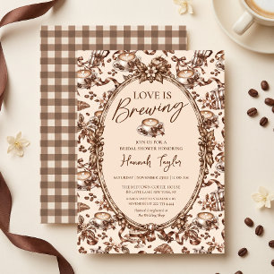 Love Is Brewing Coquette Coffee Bridal Shower Invitation