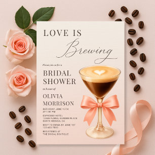Love is Brewing Coquette Pink Bridal Shower Invitation