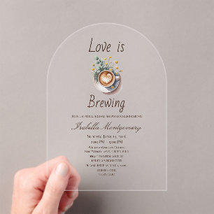 Love Is Brewing Cosy Espresso Bridal Shower Acrylic Invitations