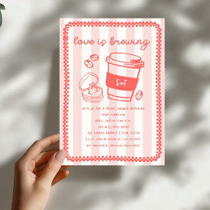 Love is Brewing Doodle Pink Bridal Shower Invitation