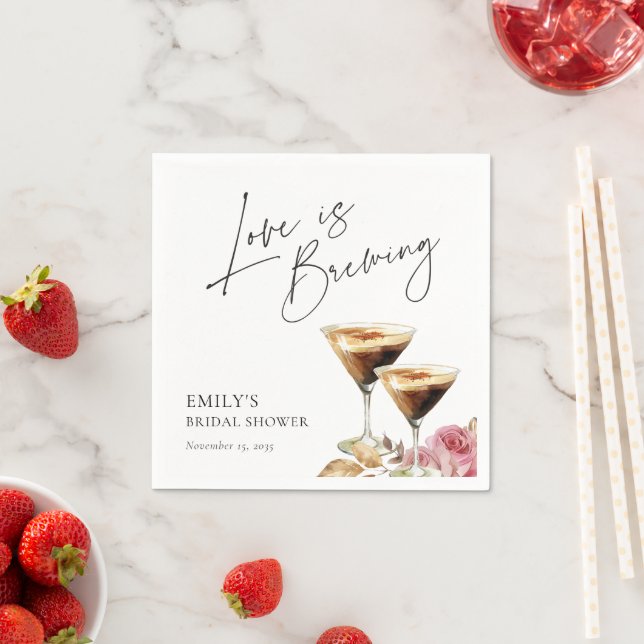 Love is Brewing Elegant Bridal Shower Paper Napkin (Insitu)