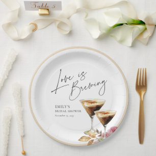 Love is Brewing Elegant Bridal Shower Paper Plate