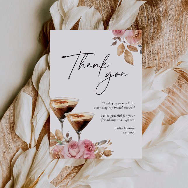 Love is Brewing Elegant Bridal Shower Thank You Card (Creator Uploaded)