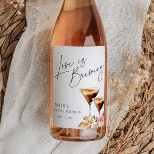 Love is Brewing Elegant Bridal Shower Wine Label