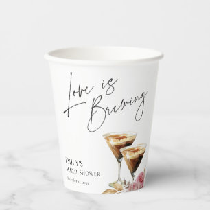 Love is Brewing Espresso Elegant Bridal Shower Paper Cups