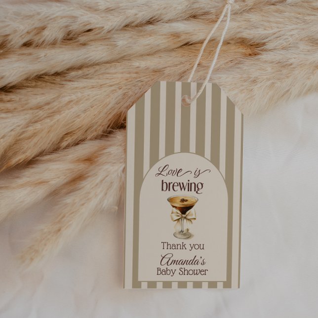 Love is Brewing Espresso Martini Bow Bridal Shower Gift Tags (Creator Uploaded)
