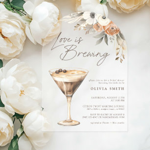 Love is Brewing Espresso Martini Bridal Shower Acrylic Invitations