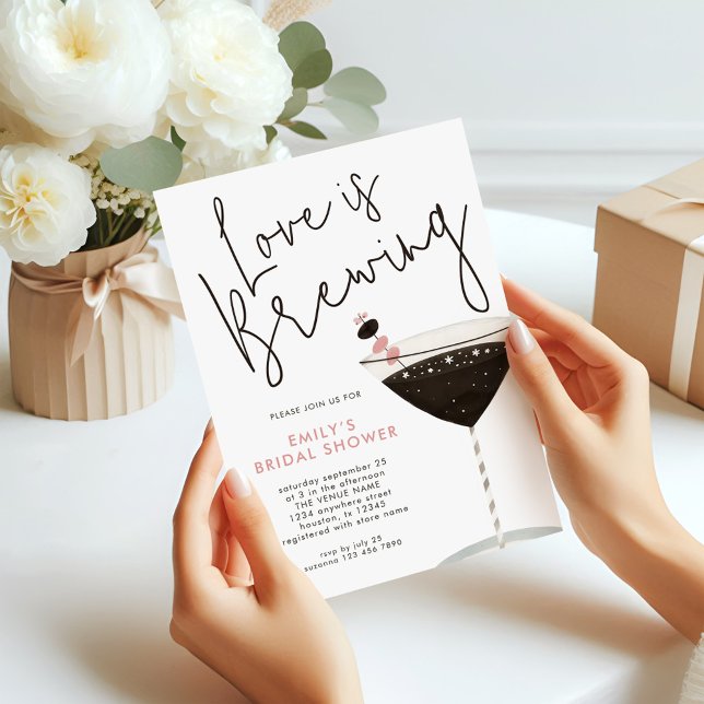 Love is Brewing Espresso Martini Bridal Shower Inv Invitation (Printed version)