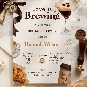 Love is Brewing Espresso Martini Bridal Shower Invitation