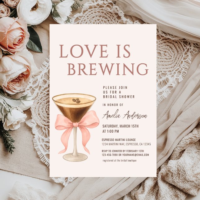 Love is Brewing  Espresso Martini Bridal Shower Invitation (Creator Uploaded)