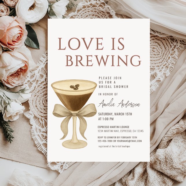 Love is Brewing  Espresso Martini Bridal Shower Invitation (Creator Uploaded)