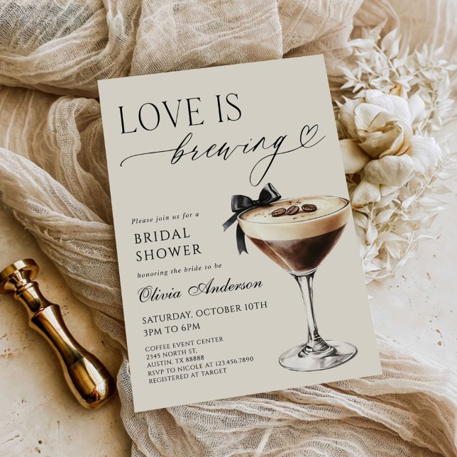 Love is Brewing Espresso Martini Bridal Shower Invitation (Creator Uploaded)