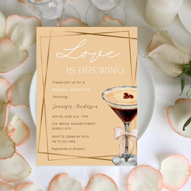 Love is Brewing Espresso Martini Bridal Shower Invitation (Love is Brewing Espresso Martini Bridal Shower Invitation)