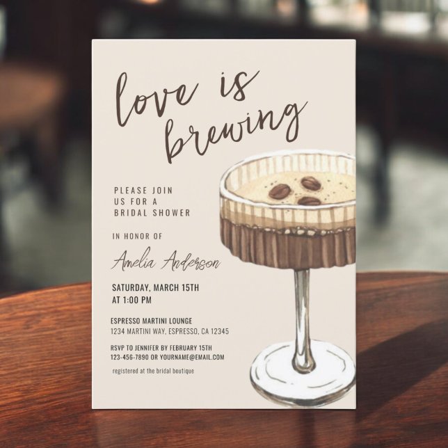 Love is Brewing Espresso Martini Bridal Shower Invitation (Creator Uploaded)