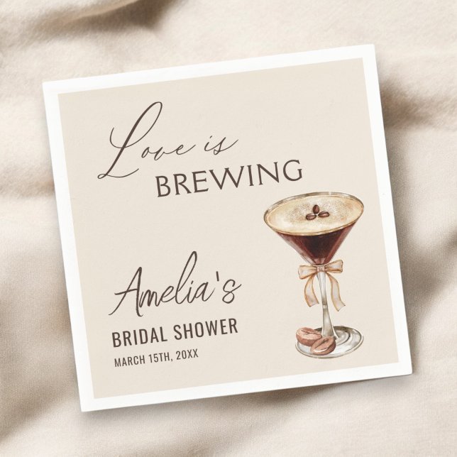 Love is Brewing Espresso Martini Bridal Shower Napkin (Creator Uploaded)