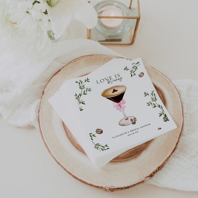 Love is Brewing | Espresso Martini Bridal Shower Napkin (Creator Uploaded)