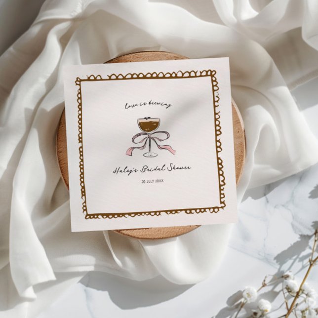 Love Is Brewing Espresso Martini Bridal Shower Napkin (Creator Uploaded)