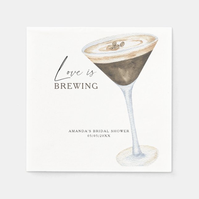 Love is Brewing Espresso Martini Bridal shower Napkin (Front)