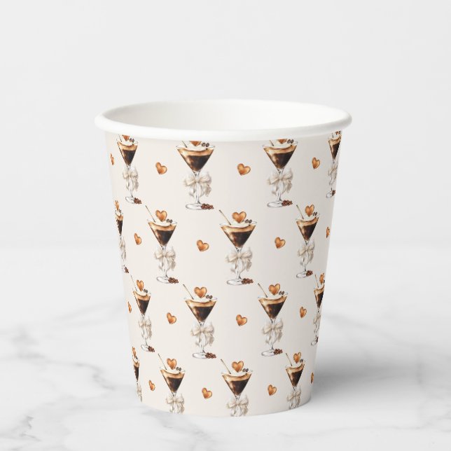 Love Is Brewing Espresso Martini Bridal Shower Paper Cups (Front)