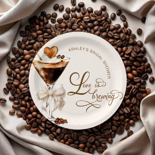 Love Is Brewing Espresso Martini Bridal Shower Paper Plate