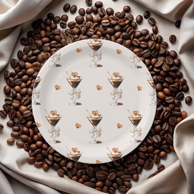 Love Is Brewing Espresso Martini Bridal Shower Paper Plate (Creator Uploaded)