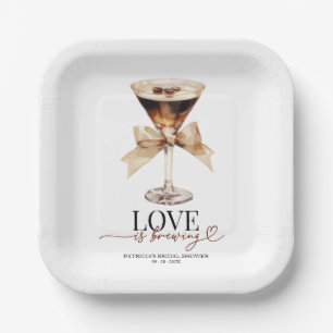 Love Is Brewing Espresso Martini Bridal Shower Paper Plate
