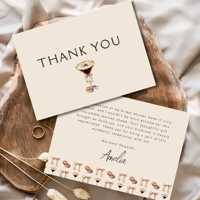 Love is Brewing Espresso Martini Bridal Shower Thank You Card (Creator Uploaded)