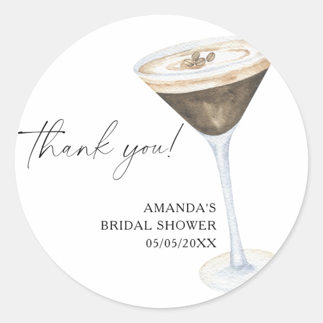 Love is Brewing Espresso Martini Thank you Classic Round Sticker (Front)