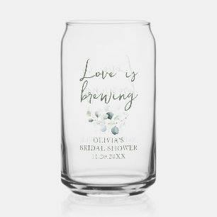 Love is Brewing Eucalyptus Bridal Shower Can Glass