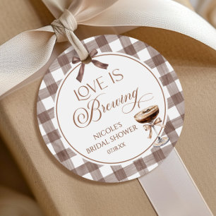 Love Is Brewing Expresso Martini Bow Bridal Shower Favour Tags