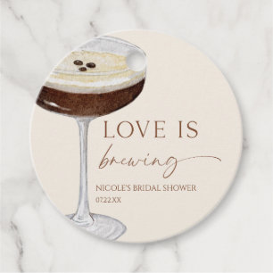 Love Is Brewing Expresso Martini Bridal Shower Favour Tags