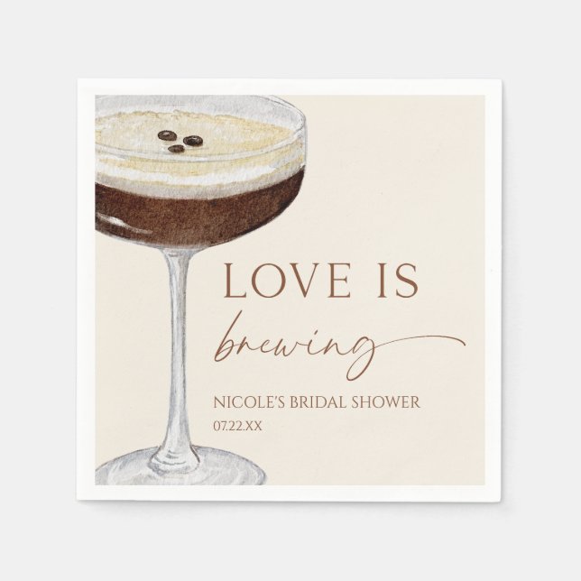 Love Is Brewing Expresso Martini Bridal Shower Napkin (Front)