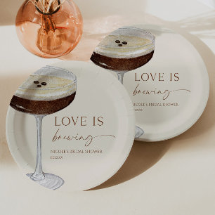 Love Is Brewing Expresso Martini Bridal Shower Paper Plate