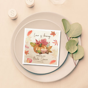 Love is brewing fall autumn bridal shower napkin