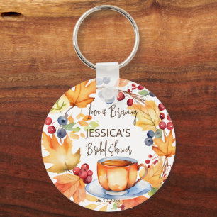 Love is brewing fall bridal shower favours key ring