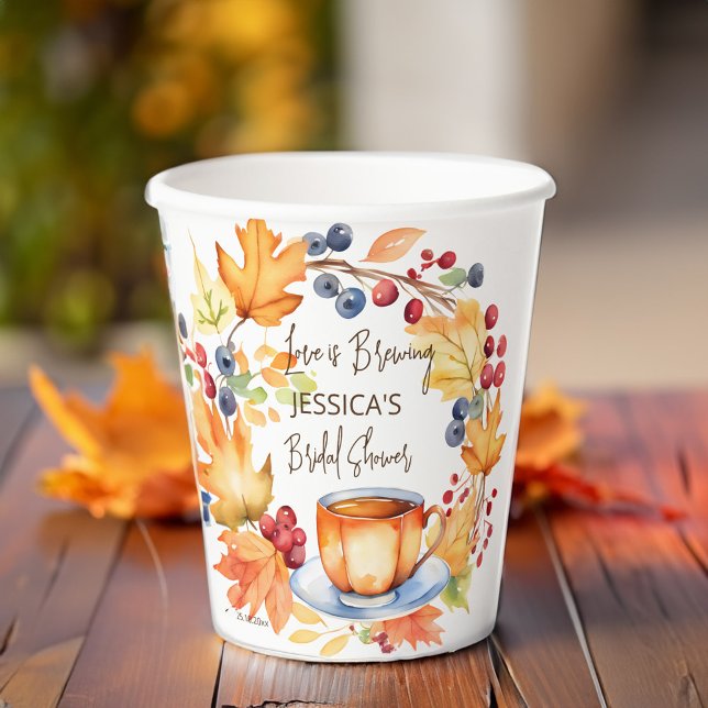 Love is brewing fall bridal shower tableware paper cups (Love is brewing fall bridal shower tableware paper cups)