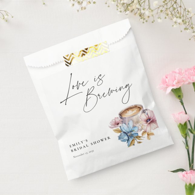 Love is Brewing Floral Bridal Shower Favour Bags (Sealed)
