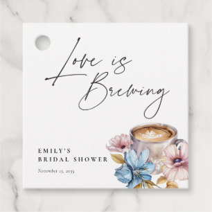 Love is Brewing Floral Bridal Shower Favour Tags
