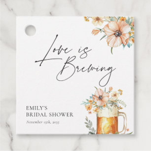 Love is Brewing Floral Bridal Shower Favour Tags