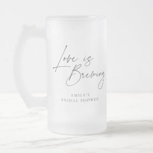 Love is Brewing Floral Bridal Shower Frosted Glass Beer Mug