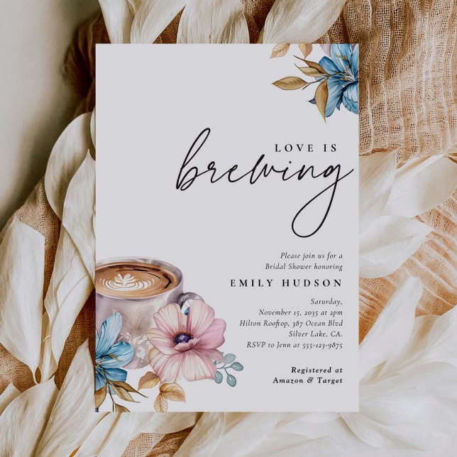 Love is Brewing Floral Bridal Shower Invitation (Creator Uploaded)