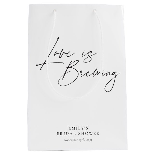 Love is Brewing Floral Bridal Shower Medium Gift Bag (Front)