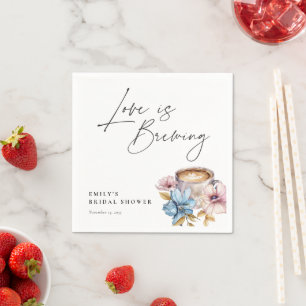 Love is Brewing Floral Bridal Shower Napkin