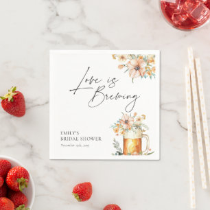 Love is Brewing Floral Bridal Shower Napkin