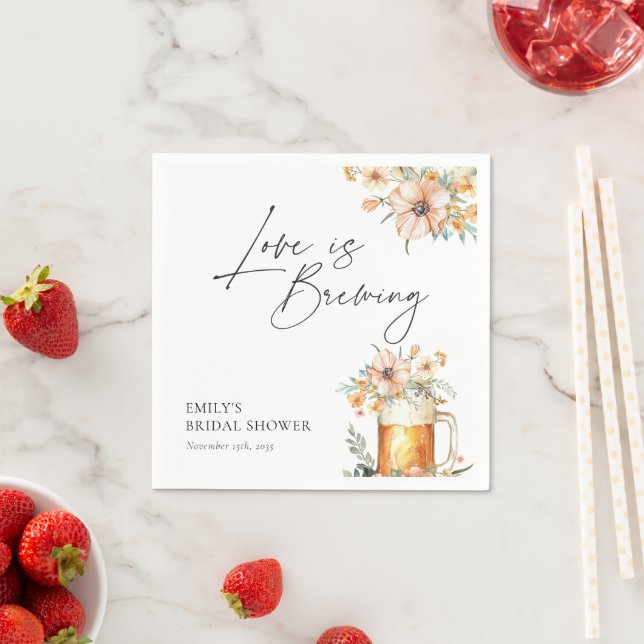 Love is Brewing Floral Bridal Shower Napkin (Insitu)