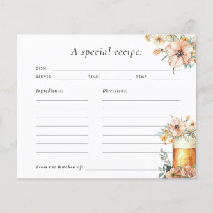 Love is Brewing Floral Bridal Shower Recipe Card