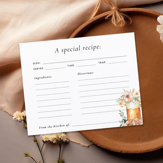 Love is Brewing Floral Bridal Shower Recipe Card (Creator Uploaded)